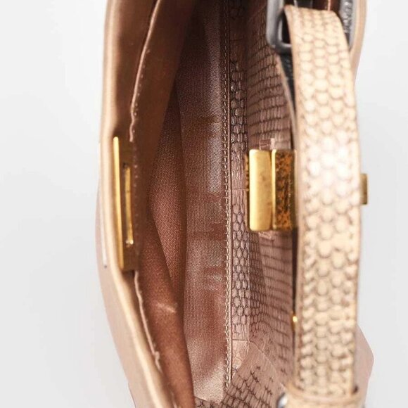 Fendi Beige Satin and Snakeskin Mini Peekaboo Satchel Bag - 8BN227 - Picture 9 of 12